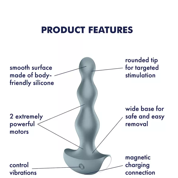 Satisfyer Lolli-Plug 2 - análny vibrátor dobíjací vodotesný sivý