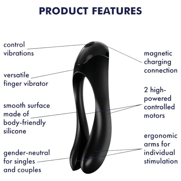 Satisfyer Candy Cane - nabíjateľný, vodotesný dvojitý vibrátor (čierny)