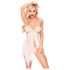 Penthouse Sweet Beast - ružový čipkový babydoll set (biela) - L/XL