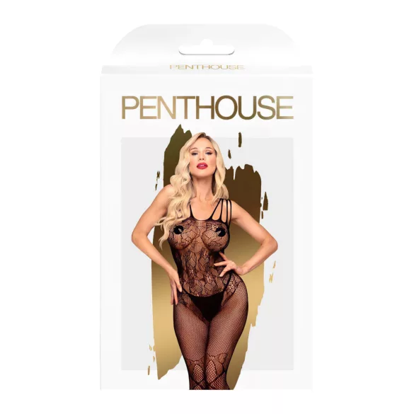 Penthouse Dirty Mind - otvorený sieťovaný overal - čierny - XL