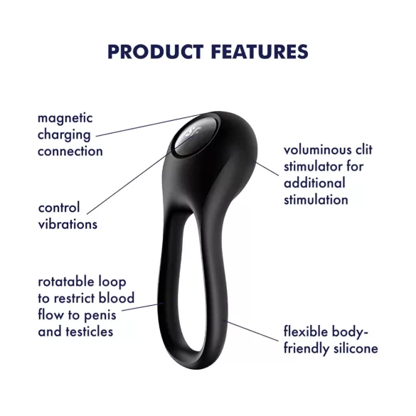 Satisfyer Majestic Duo - akumulátorový, vodotesný erekčný krúžok (čierny)