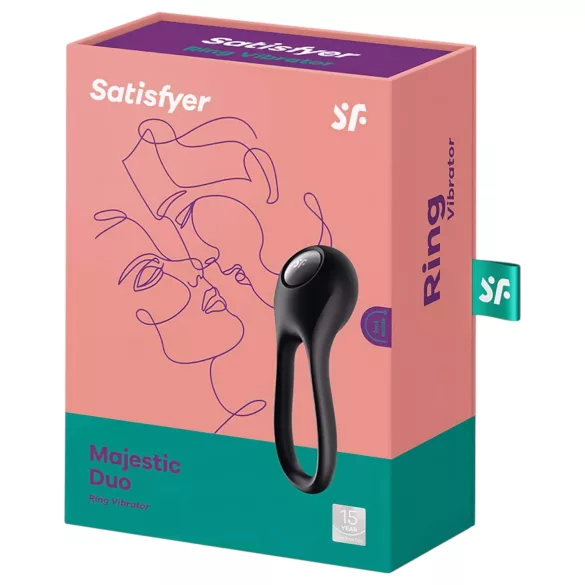 Satisfyer Majestic Duo - akumulátorový, vodotesný erekčný krúžok (čierny)