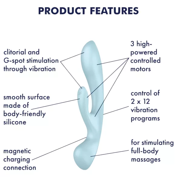 Satisfyer Triple Oh - akumulátorový vibrátor s ramenom na klitoris (modrý)