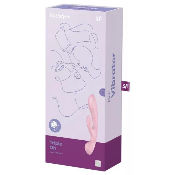 Satisfyer Triple Oh - vibrátor na klitoris s ramenom - nabíjateľný - ružový