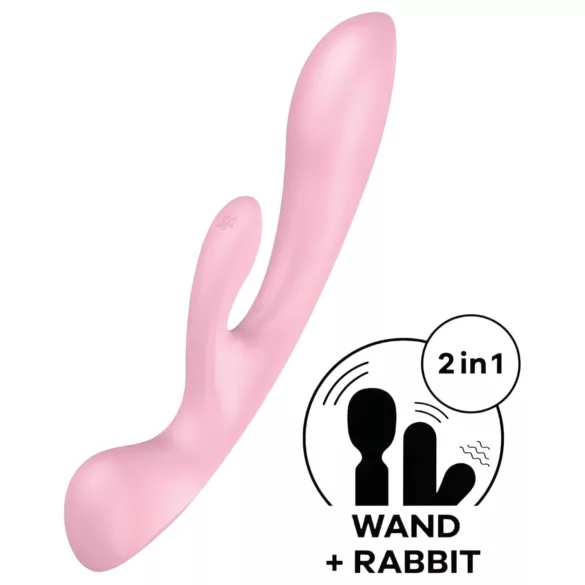 Satisfyer Triple Oh - vibrátor na klitoris s ramenom - nabíjateľný - ružový