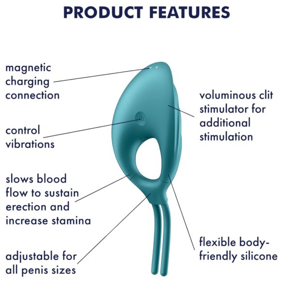 Satisfyer Swordsman - vibračný erekčný krúžok - dobíjací - zelený