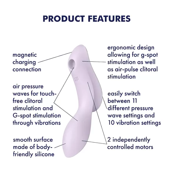 Satisfyer Curvy Trinity 2 - stimulátor klitorisu a vibrátor 2v1 - fialový