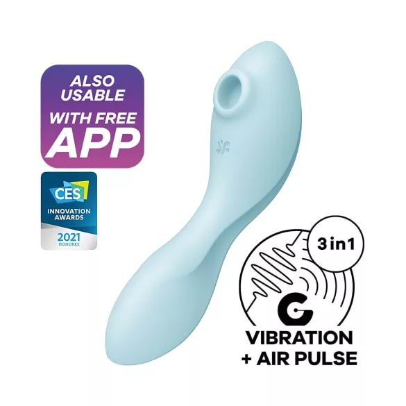 Satisfyer Curvy Trinity 5+ - Aplikáciou ovládaný 2v1 vibrátor (modrý)