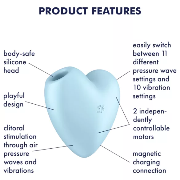 Satisfyer Cutie Heart - nabíjací stimulátor klitorisu s tlakovými vlnami - modrý
