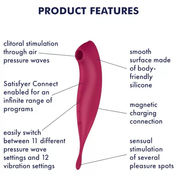 Satisfyer Twirling Pro - vibračný stimulátor klitorisu ovládaný aplikáciou (červený)