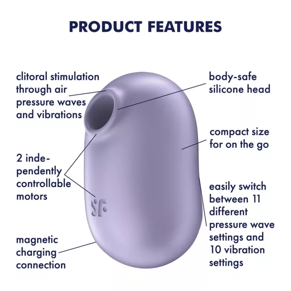 Satisfyer Pro To Go 2 - akumulátorový, vzduchovými vlnami stimulujúci klitorálny vibrátor (fialový)