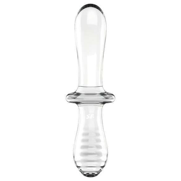 Satisfyer Double Crystal - obojstranné sklenené dildo - priehľadné