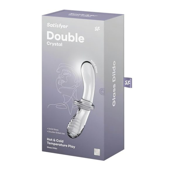 Satisfyer Double Crystal - obojstranné sklenené dildo - priehľadné