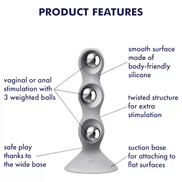 Satisfyer Triple Ball-R - dildó s guľkami - silikón - sivá