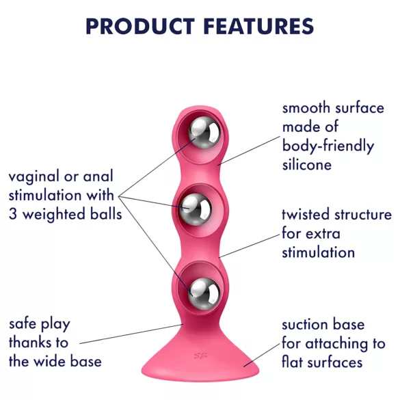 Satisfyer Triple Ball-R - análny vibrátor s guľôčkami - ružový