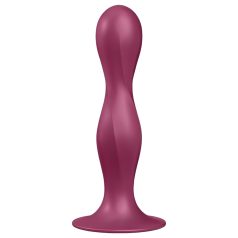   Satisfyer Double Ball-R - realistický pripínací dildó s prísavkou - červený