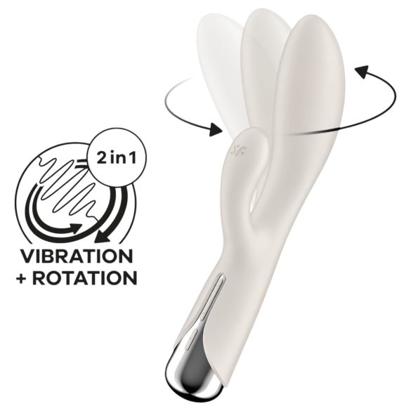Satisfyer Spinning Rabbit 1 - rotačný vibrátor s klitorisovým ramenom (béžový)