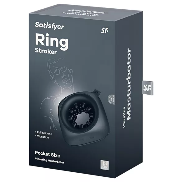 Satisfyer Ring Stroker - akumulátorový vibračný masturbátor (čierny)