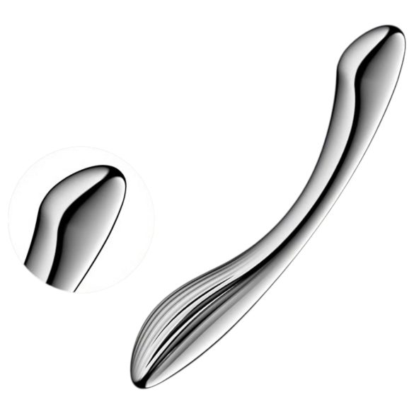 Satisfyer Pure Gravity 1 – vrúbkované oceľové dildo (strieborné)