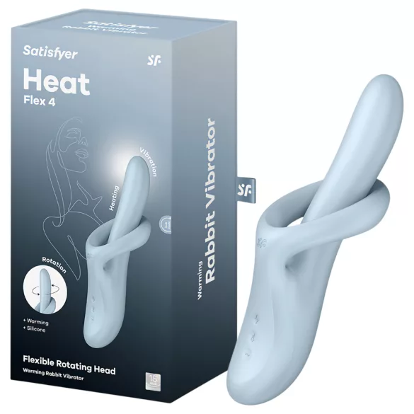 Satisfyer Heat Flex 4 - zohrievajúci vibrátor s ramienkom na klitoris (modrý)