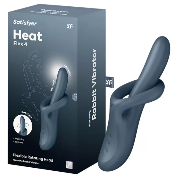 Satisfyer Heat Flex 4 - hrejivý vibrátor s ramenom na klitoris (sivý)