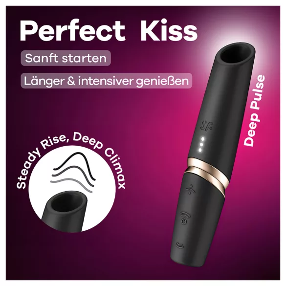 Satisfyer - vibrátor na klitoris v tvare rúžu - čierny