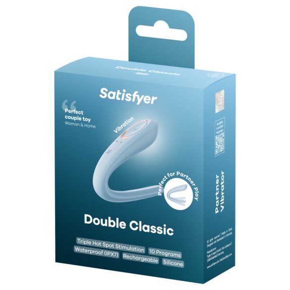 Satisfyer Double Classic - párový vibrátor (modrý)