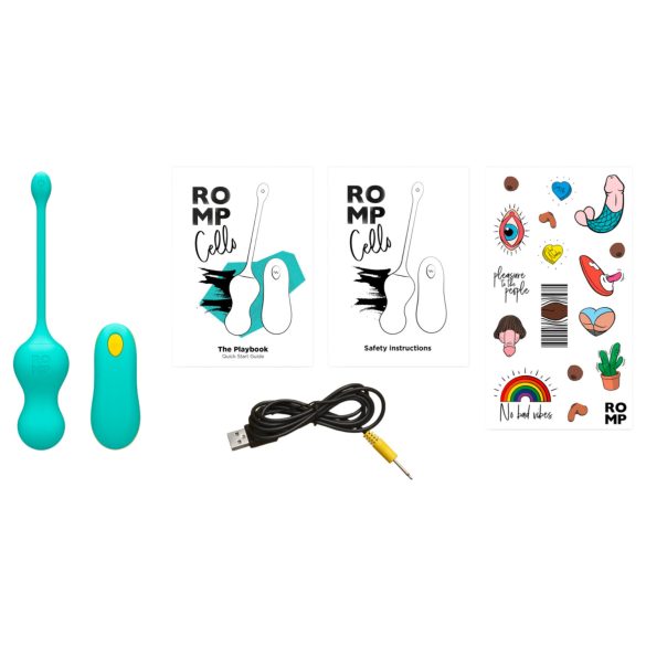 ROMP - vibračné venušine guličky s diaľkovým ovládačom - zelené