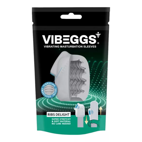 VIBEGGS - vibračné vajíčko masturbátor - rebrované - biele