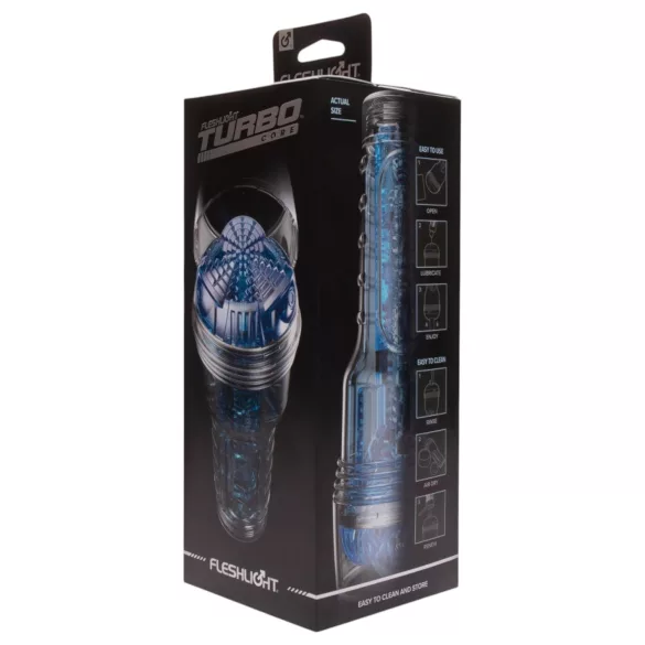 Fleshlight Turbo Core - pohlcujúci masturbátor - modrá