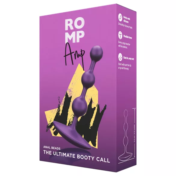 ROMP Amp - análny dildo s perličkami - fialový