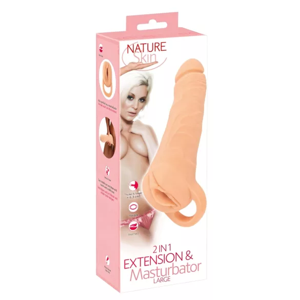 Nature Skin - masturbátor a návlek na penis - realistický - 23 cm - telová farba