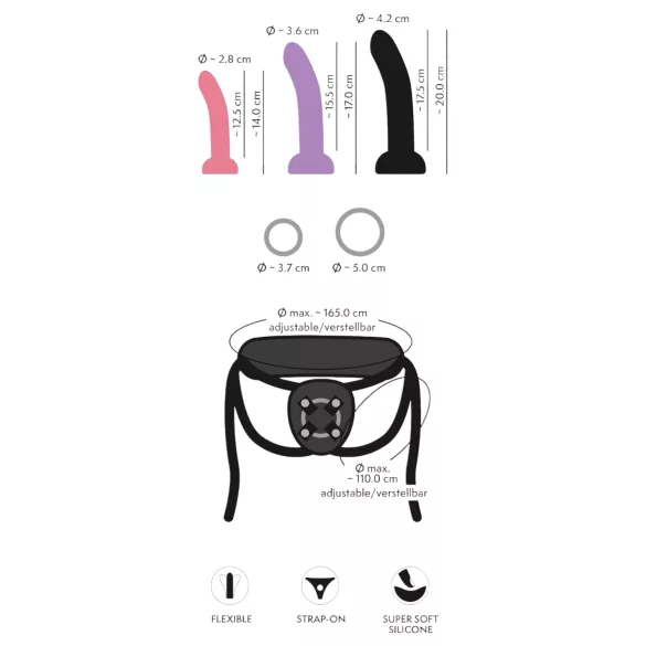 You2Toys - pripínací dildá set - čierny