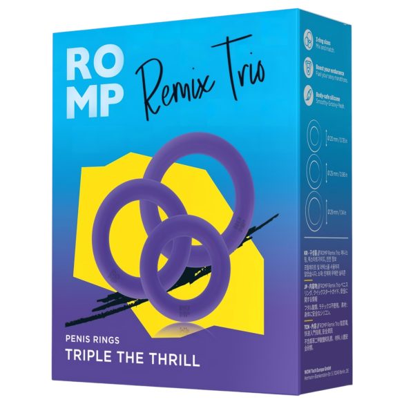 ROMP Remix Trio - erekčný krúžok set - 3 ks - fialová