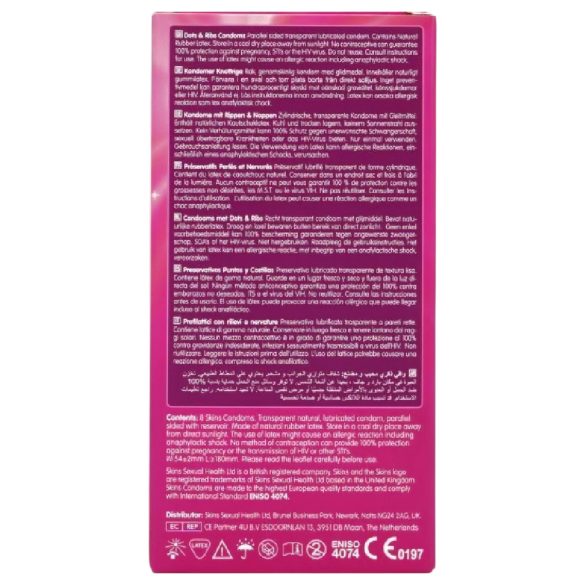 Skins - vrúbkované a bodkované kondómy (8 ks)