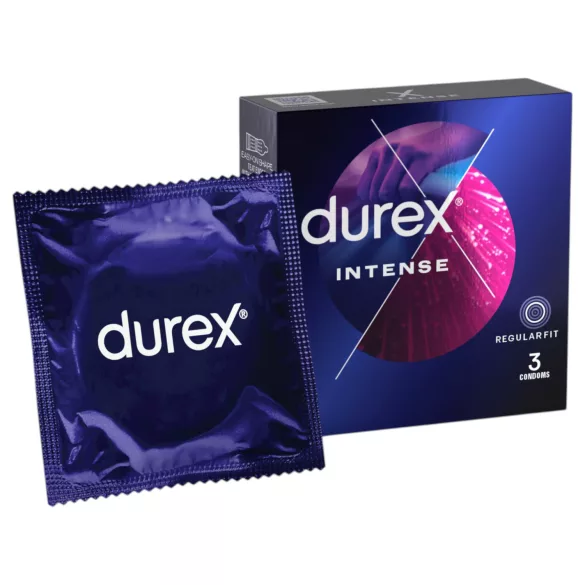Durex Intense - kondómy s drážkovaním a výstupkami - 3 ks