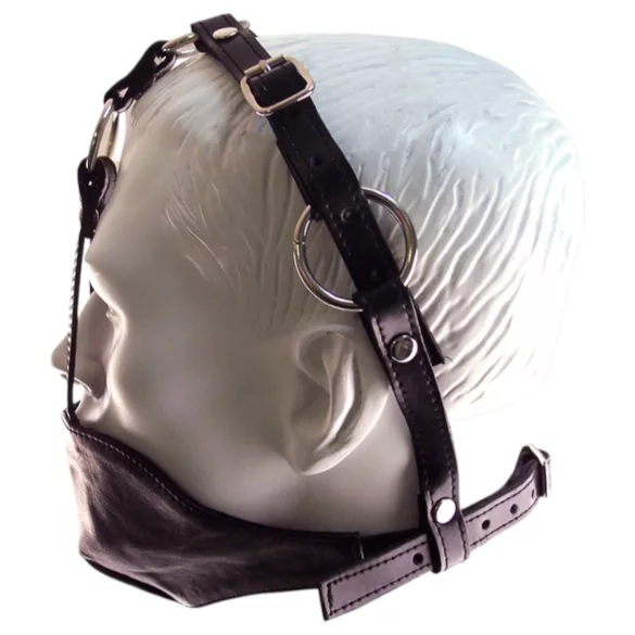 Rouge - maska na tvár a roubík - pravá koža - čierna