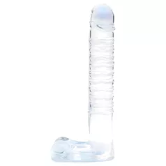 Clarity - sklenené dildo s guľôčkami - číre