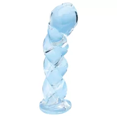 Clarity - sklenené dildo s pleteným vzorom - priehľadné