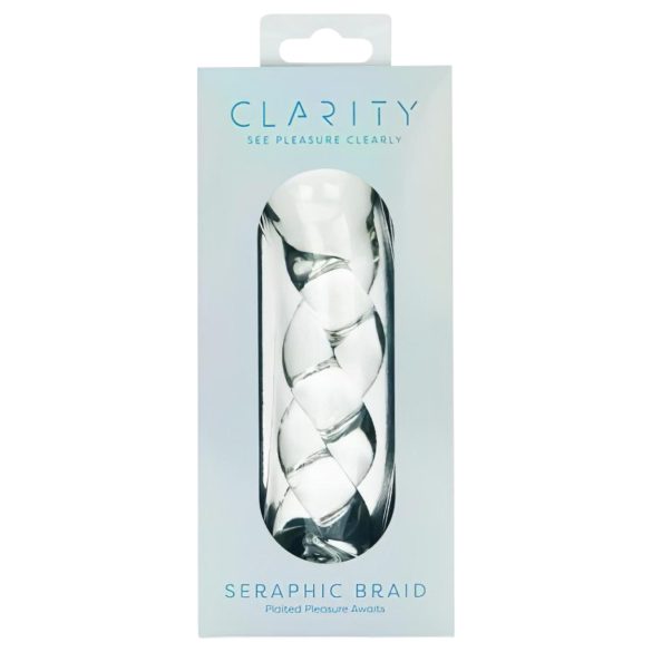 Clarity - sklenené dildo s pleteným vzorom - priehľadné