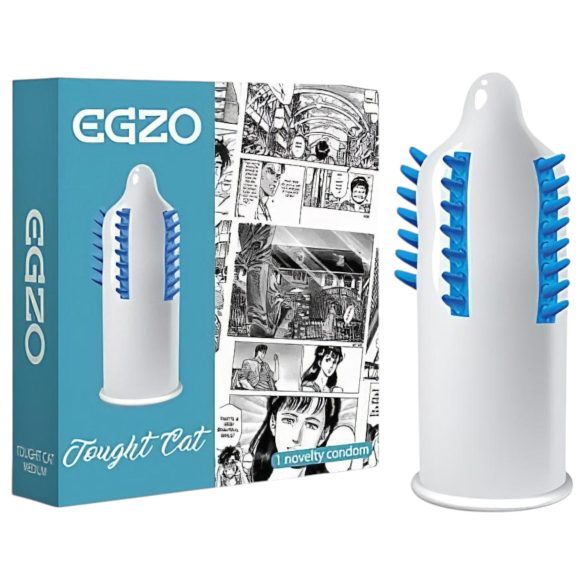 Egzo Tough Cat – kondóm so štetinami a žilkovaným povrchom (1 ks)