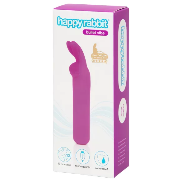 Happyrabbit - mini vibrátor s králikom - dobíjací - fialový