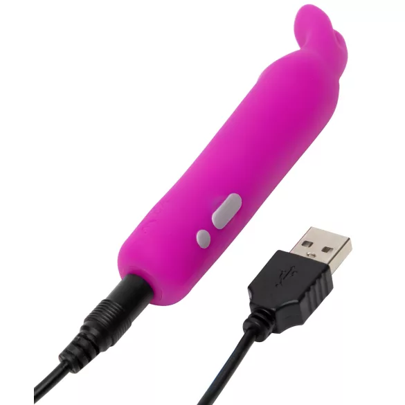 Happyrabbit - mini vibrátor s králikom - dobíjací - fialový