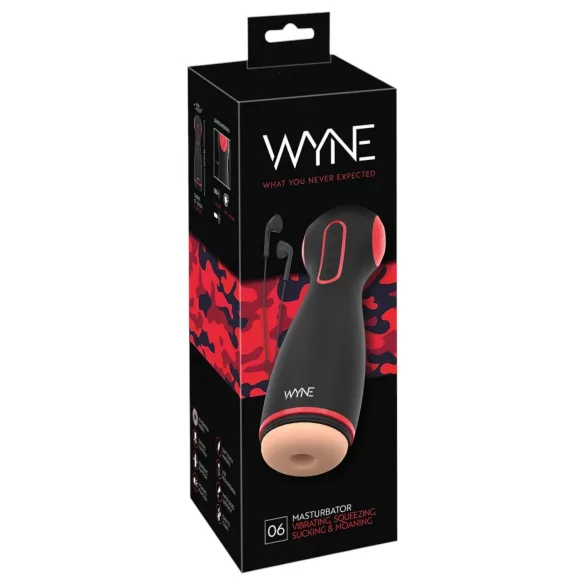 WYNE 06 - masturbátor pre mužov - vibračný a sací - čierny, nabíjateľný