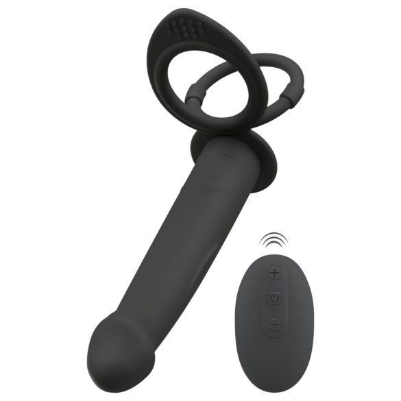 Pripínací análny vibrátor (čierny) Black Velvet Double F