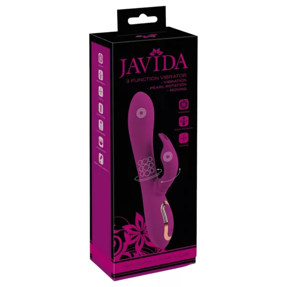 Javida - 3v1 perličkový rotačný vibrátor (fialový)