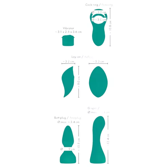 Couples Choice - 4v1 variabilný vibračný stimulátor s diaľkovým ovládaním (tyrkysový)