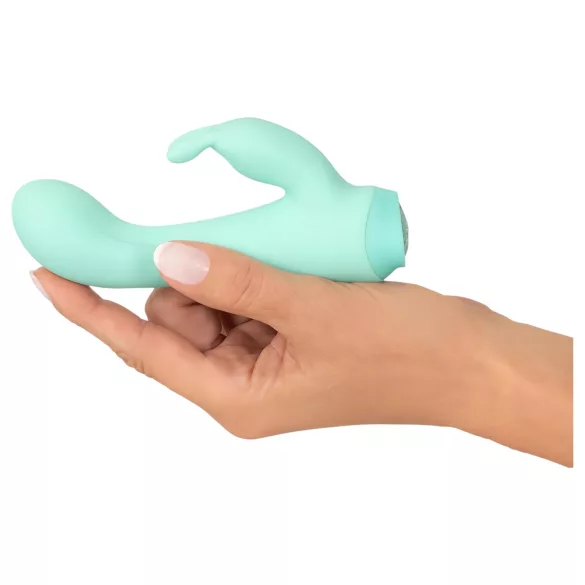 Cuties Mini 4 - akumulátorový, zajačikový vibrátor s klitorálnym ramienkom (zelený)