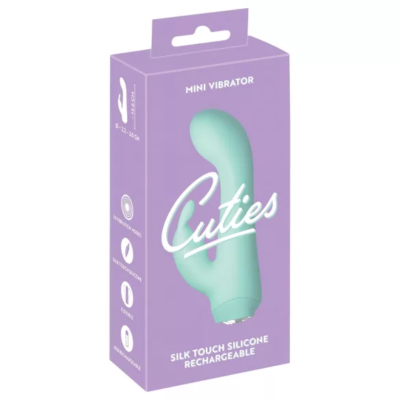 Cuties Mini 4 - akumulátorový, zajačikový vibrátor s klitorálnym ramienkom (zelený)