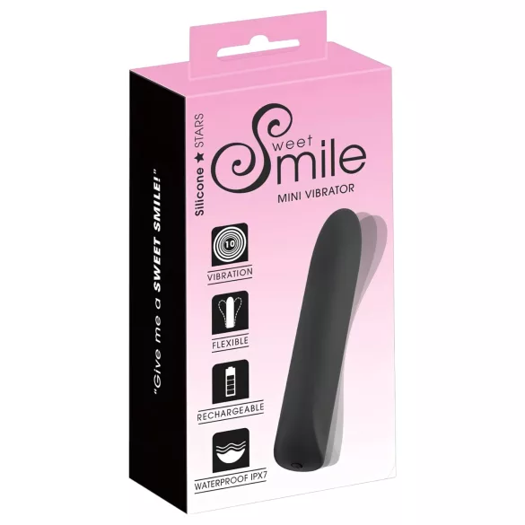 Smile - vibračný mini vibrátor na batérie - vodeodolný - čierny